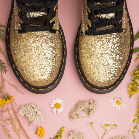 Dr. Martens Shoes Doc Martens Gold Glitter Combat Boots Poshmark